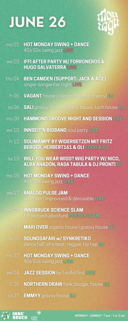 Montagu Hostel June 2026 programme